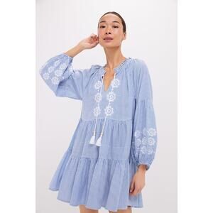 TUCKERNUCK BEACH Embroidered Nautical Stripe Sea Breeze Coverup Size S NWT